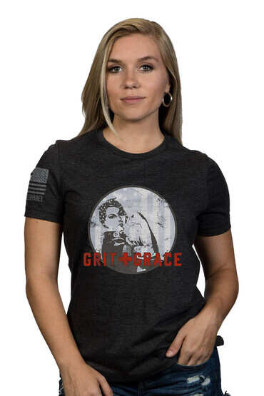 Nine Line Grit and Grace womens short sleeve shirt in heather grey